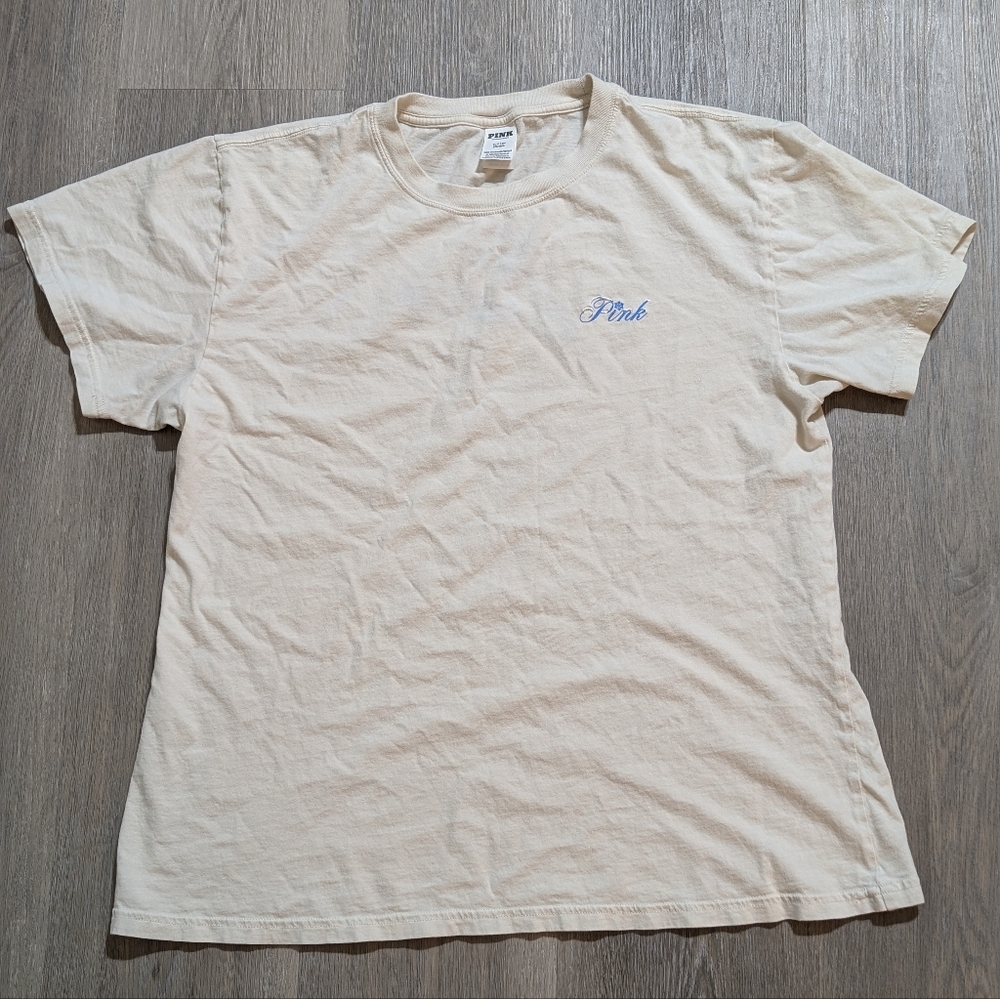 PINK Victoria's Secret Light Beige Short Sleeve Tee - S - Preloved